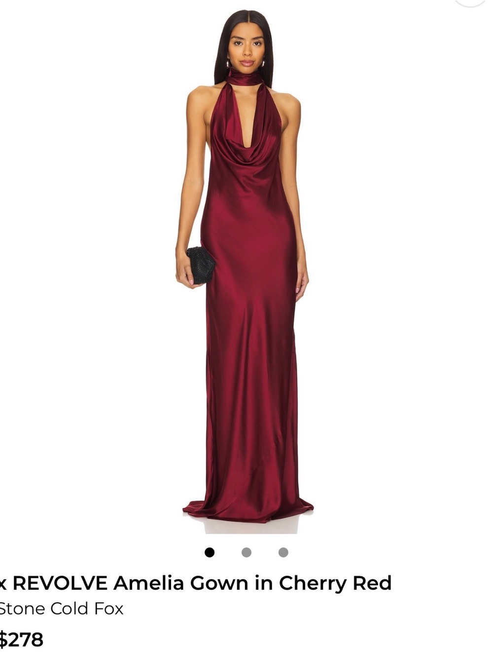 Stone Cold Fox Amelia Satin Halter Gown in Deep Cherry